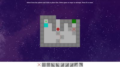 Screenshot of The Core. A red ball sits in a grid of gray tiles.