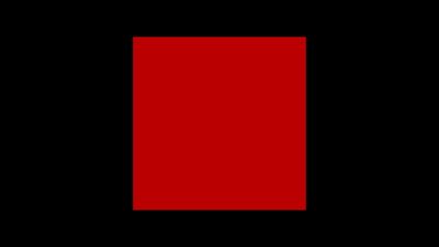 Screenshot of W RGB CMY K?. There is a single red square on a black background.