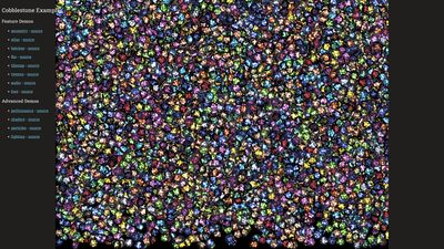 Demo showing thousands of pixel-art rocks falling