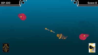 Game screenshot featuring submarine firing