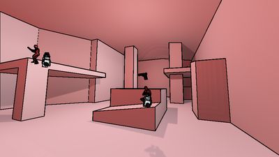 Screenshot showing a red hallway