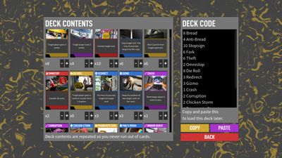 Screenshot of Random Bullshit Go, showing the deck editor.